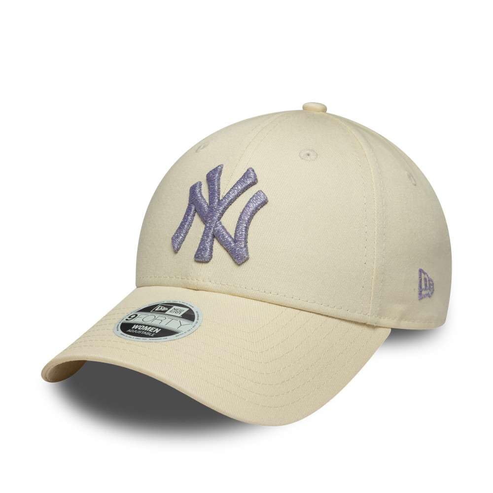 New Era Czapka z daszkiem 9Forty z metalicznym logo MLB New York Yankees Jasnobeżowa
