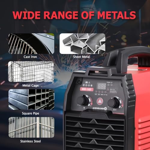 Image of ACEWELDER 140A Gasless Flux Core MIG Welder /Lift TIG /Stick 3 in 1 Welding Machine 110V Portable IGBT Inverter Synergy Welder Machine (MIG140)