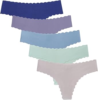 Wetopkim Seamless Thongs for Women, No Show Panties V-waisted Stretch Breathable, Seamless Thong Underwear 6 Pack S-XL