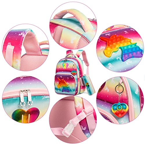 Htgroce Backpack For Girls Unicorn Bag With Lunch Bag Kindergarten, 3 In 1 Kids Backpack Girls Elementary School 16 Inch Book Bags For Girls Stress Relief. #TOP4