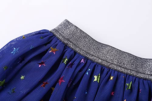 Danichins Girl's Layered Tutu Skirt Tulle Princess Sparkle Skirt (Rose, Navy, Star, 7) #TOP5