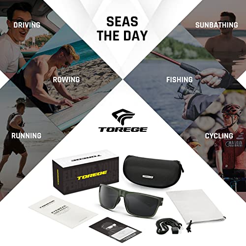 Image of TOREGE Polarized Sports Sunglasses for Men and Women Cycling Running Golf Fishing Sunglasses TR26