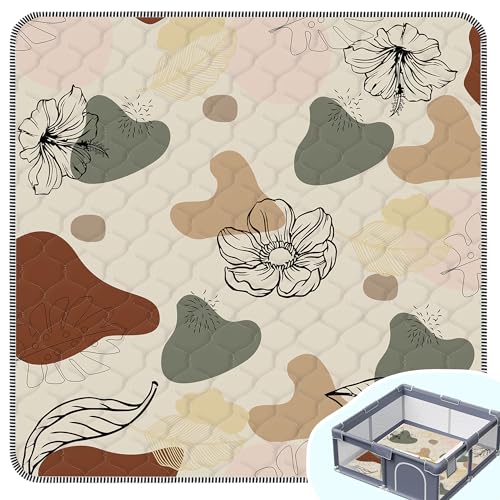 Image of Baby Play Mats for Floor,Thick Soft 50" X 50" Playpen mat, Foldable and Machine Washable Baby Crawling Mat，Baby Play Mat for Babies to Play and Learn (Boho Design)