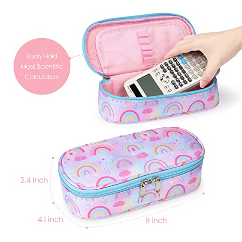 Image of Cambond Cute Pencil Case for Girls - Big Capacity Pencil Cases for Kids, Large Storage Pencil Pouch for School, Pencil Case Only, Purple Rainbow