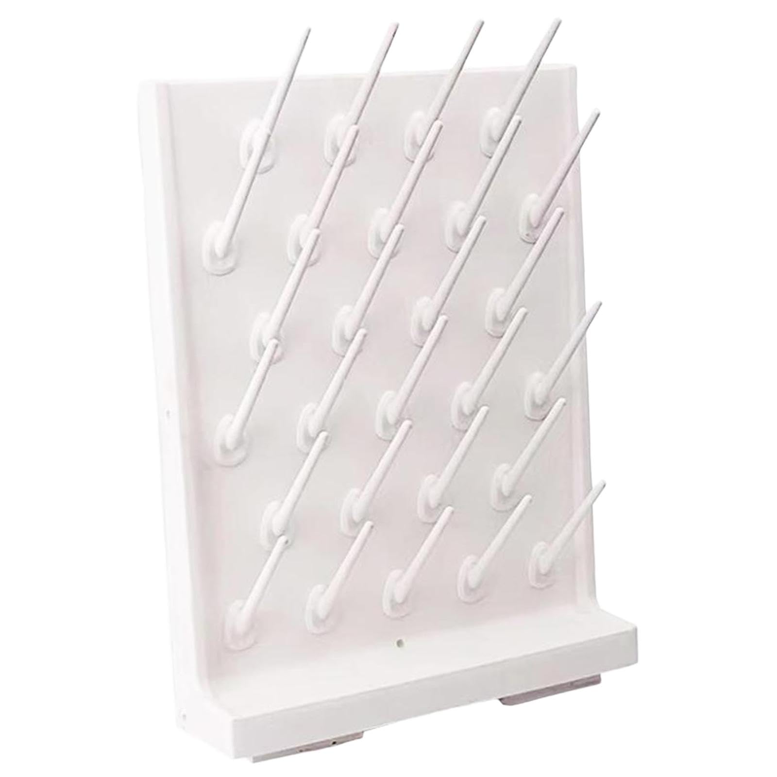 Sharplace Trockengestell für Labor, mit 27 abnehmbaren Stiften, PP-Material, Mehrzweck-Wandmontage oder freistehendes Zubehör, tragbar, 12 x 40 x 55 cm, Weiß