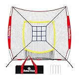 Ameritco 7x7ft Baseball Net with Strike Zone, Large Pocket Baseball Training Net for...