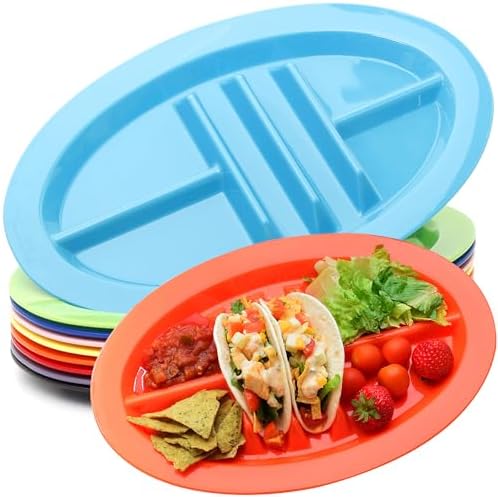 Youngever 9 Pack Plastic Taco Holder Plates, Reusable Taco Trays, Set of 9 in 9 Assorted Colors image 5