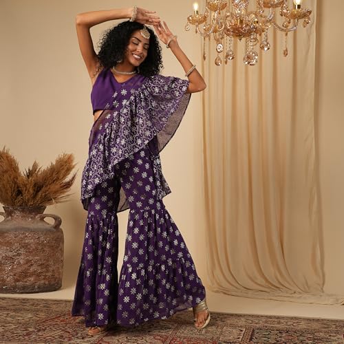 Image of Globus Women Saree (GS568634 Purple XS)
