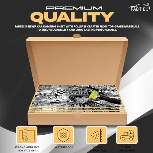 Image of 5-Pack Car Sound Deadening Mats (32 inch x 18 inch, 3.0mm) - Premium Silver & Black Heat /Sound Insulation Sheets with Roller | Automotive Damping & Noise Proofing Material