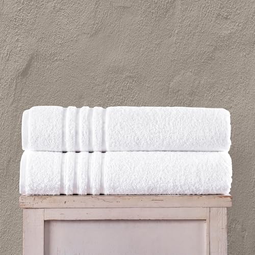 Image of Hammam Linen Jumbo Large Bath Sheets Towels 2-Pack 35 x 70 Inches Soft and Absorbent, Premium Quality 100% Cotton Towels (White, Bath Sheet)