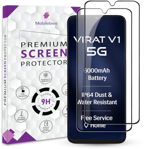 Image of Premium Tempered Glass Screen Protector Guard For Lava Virat V1 5G (6.75 Inch, Pack of 2) | Edge to Edge Coverage With Easy to installation kit