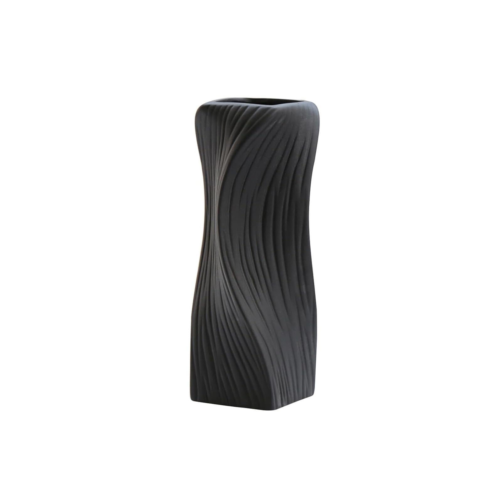 Vase en céramique mate noire idéal pour herbe de pampa sur une table basse