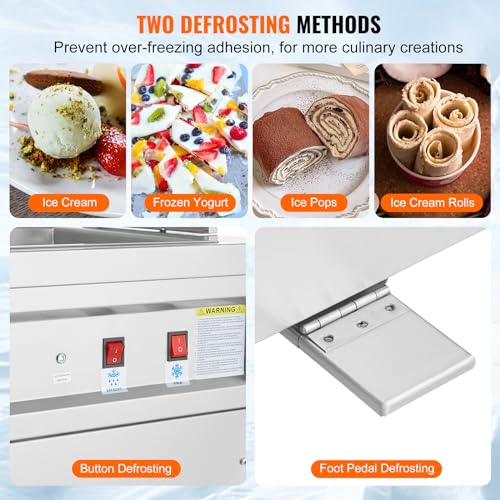 Image of VEVOR Fried Ice Cream Roll Machine, 13.8 inch x 13.8 inch Square Stir-Fried Ice Cream Pan, Stainless Steel Commercial Rolled Ice Cream Maker with Compressor and 2 Scrapers, for Making Ice Cream, Frozen Yogurt