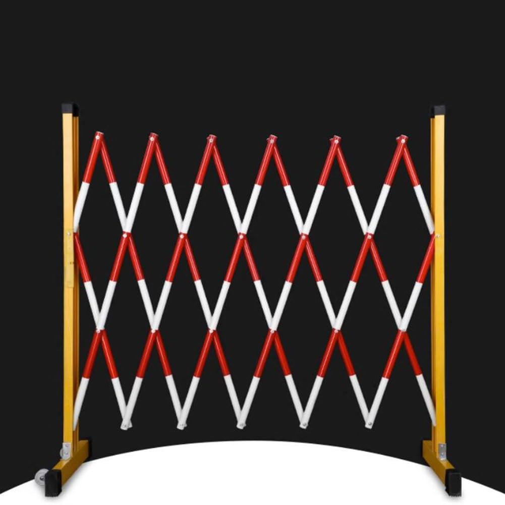 Expandable Mobile Barrier Traffic Barriers,Industrial Expandable Metal Barricade With Casters, Mobile Safety Barrier Gate Retractable Traffic Fence Flexible Extensible Driveway,Red-1.2X3.5M