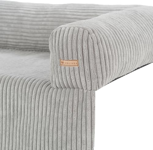 Velinda Hundebett Hundeschlafplatz Hundesofa Hundeliege Schutzmatte für Sofa Sofaschutz (Farbe: grau (Cord))