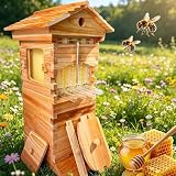 Flow Bee Hive Starter Kit – Complete Automatic Beekeeping Box Set with 4 Frames & 6 Honeycomb Trays for Beginners – Easy-to-use Beehive