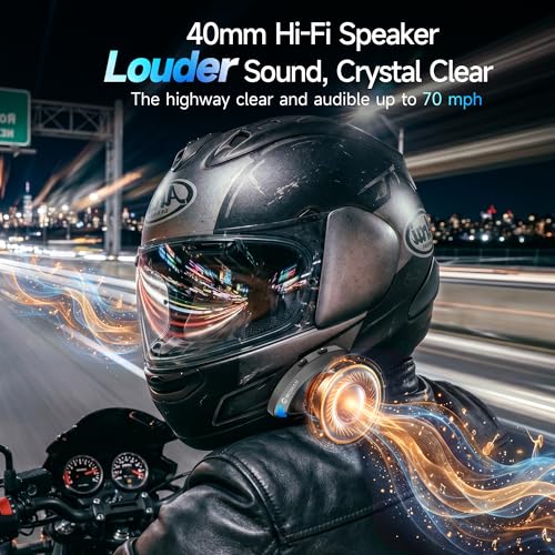 Image of Moman Motorcycle Helmet Headsets, Hands‑Free Helmet Speakers (RSS) | Hi-Fi Speakers Dual Noise Cancellation with Loud Sound, Voice Assistant IPX67 Waterproof for All Helmets and Solo Riding