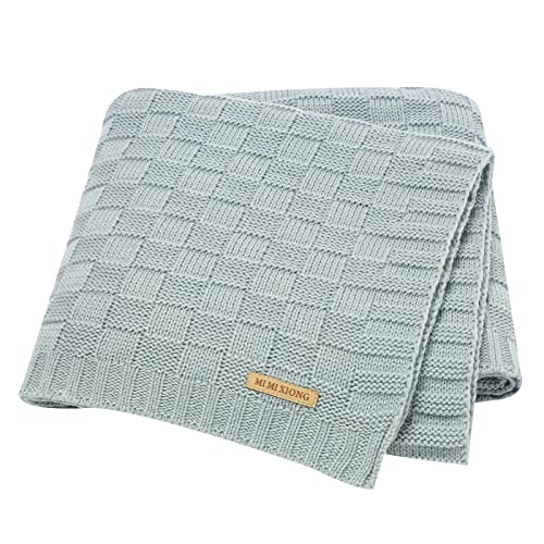 Image of LAWKUL Baby Blanket Blue Newborn Babe Blankets Cable Knitted Soft Receiving Swaddle Cuddle Toddler Boy Girl Stroller 40"x30"