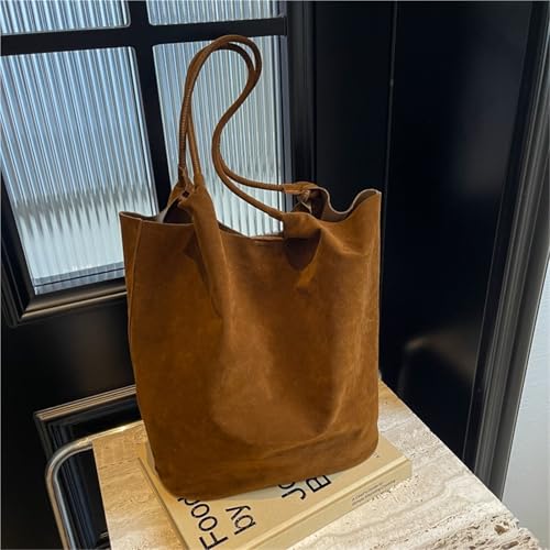 Large Capacity Hasp Shoulder Bags Suede Sewing Thread 2024 Commuting Casual Versatile Women's Handbags3