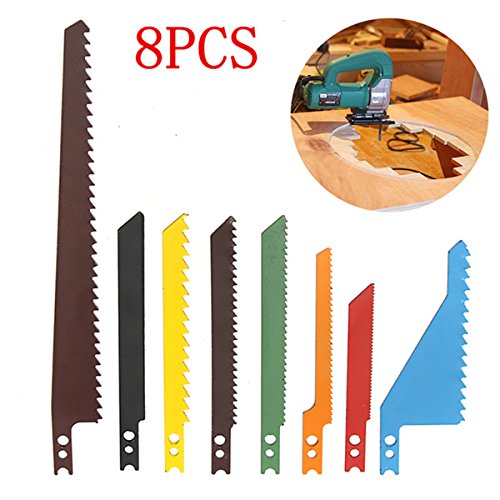 Generic 8pcs Jigsaw Blades Sabre Scroll Assortment Set Wood Metal Steel