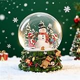 Aobaks 8.25 Inch Height Christmas Snow Globe with Light up Musical Snowflakes Holiday Decoration, Snowman Oversized Resin Snowglobes, Christmas Holiday Decor.