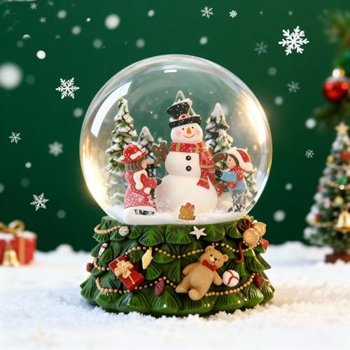 Aobaks 8.25 Inch Height Christmas Snow Globe with Light up Musical Snowflakes Holiday Decoration, Snowman Oversized Resin Snowglobes, Christmas Holiday Decor.