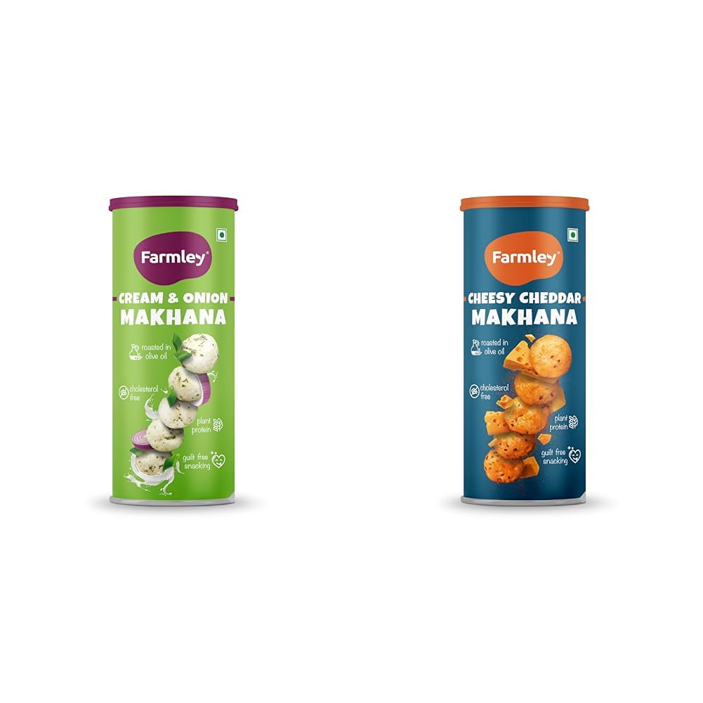 Farmley Roasted and Flavoured Makhana | Cream & Onion Roasted Makhana | Namkeen Snacks & Puffed + Farmley Roasted and Flavoured Cheesy Cheddar Makhana | Namkeen Snacks & Puffed Snacks | Healthy-image-31