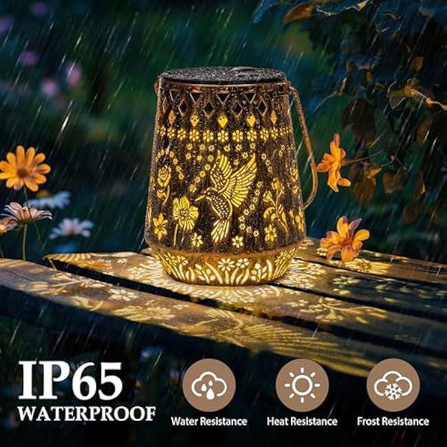 Solar Lanterns Outdoor Decor Waterproof,Hummingbird Hanging Gifts for Women, Mom, Solar Garden Lights Metal Fall Decoration for Outside,Yard, Patio,Garden,Porch,Pool