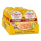 INABA Churu Entrée Pate for Senior Cats, Grain-Free, High Protein & Moisture, Prebiotic Wet Cat Food, 1.23oz. per Serving, 12 Servings, Chicken Recipe with Tuna