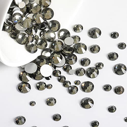 Image of Beadsland Rhinestones for Makeup,8 Sizes 2500pcs Blackdiamond Flatback Rhinestones Eye Gems for Nails Crafts with Tweezers and Wax Pencil,Blackdiamond,SS4-SS30
