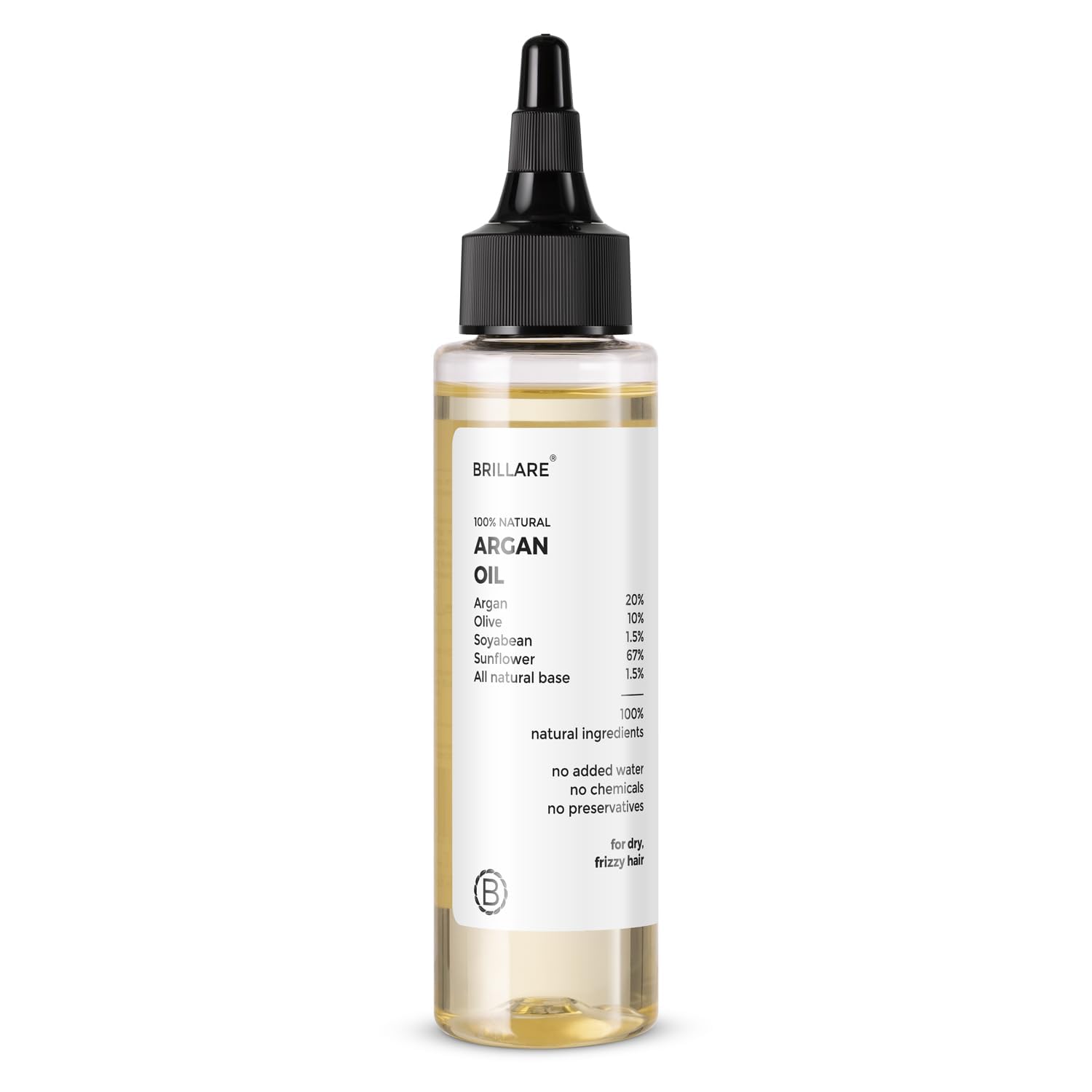 Brillare Argan Hair Oil, with the Goodness of Olive oil & Sunflower Oil, for Dry & Frizzy Hairs, 100% Natural Hair Oil, 100ml