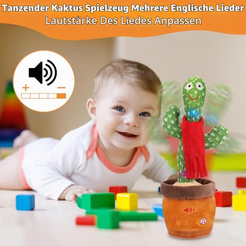 Sprechender Tanzender Kaktus - Nachsprechen Lautstärke Plüsch Kinder Rot – Ansicht 3