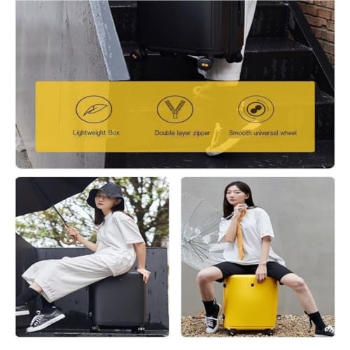 Suitcase Customs Lock Series Password Box Color Men And Women Light And Smooth Universal Wheel 20 Inches Suitcase Suitcase Tags(Black)4