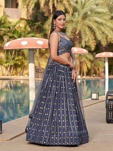 Indian ready to wear lehenga choli for women flared party night with stitched blouse-ZGM2