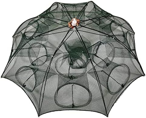 zhako Fishing Bait Portable Folded Fishing Net Fish Crayfish Shrimp Crawdad Minnow Crab Crawfish Foldable Fishing Bait Trap Cast Net Cage Double Layer 16 Hole Fishing Accessories