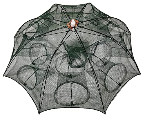 Zhako Fishing Bait Portable Folded Fishing Net Fish Crayfish Shrimp Crawdad Minnow Crab Crawfish Foldable Fishing Bait Trap Cast Net Cage Double Layer 16 Hole Fishing Accessories #TOP24
