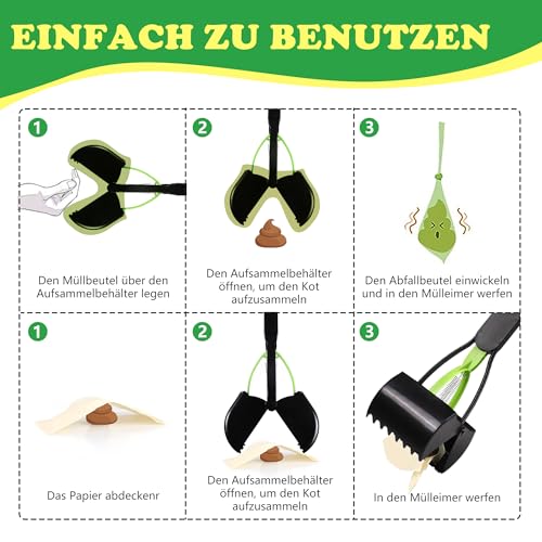 IPETBA 80 cm Großer Hundekotschaufeln Langer Griff Hundekotsammler Kein Bücken Nötig für Hunde und Katzen Faltbare Pooper Scooter für Wiese Erdboden Sandboden Kiesweg