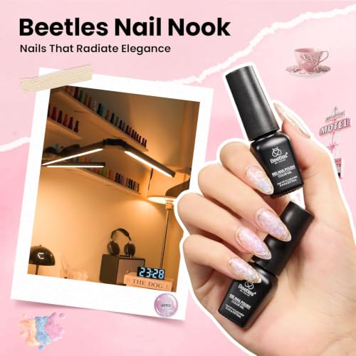 Image of Beetles Gel Nail Polish Set, 119 PCS 100 Colors Gel Polish Kit with Base, Glossy Matte Glitter Top Coat, Nook Pearl Cat Eye White Red Pink Nude Colors, Soak Off UV LED Home Manicure Gift for Women