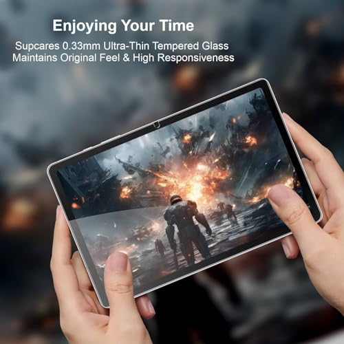 Image of SupCares Tempered Glass for Samsung Galaxy Tab S10 Lite (10.9 Inch), Galaxy Tab S11, S10 FE, S9 FE, S7, S8, S9 (11 Inch) With Installation Kit | Military-Grade Gorilla Screen Protector | Edge to Edge Coverage | Transparent