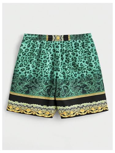 Men's 2 Piece Vacation Outfit Leopard Short Sleeve Shirts Cheetah Button Down Shirt and Shorts Set Summer Beach Set3