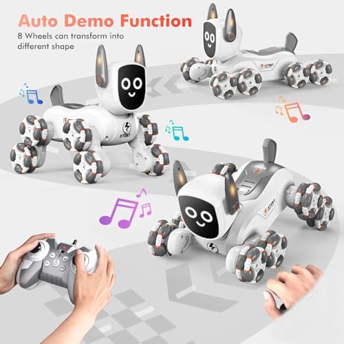 Image of Amitasha Remote Control Transform Robot Dog 8x8 RC Drift Car 8WD Toy with Light and Music 8 Wheel Drive 360 Stunt Car, Birthday Gifts for Boys Kids