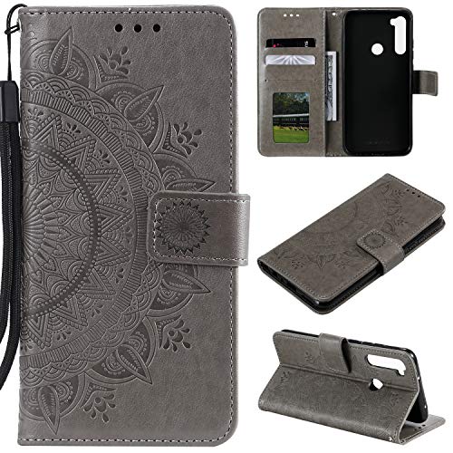 HTDELEC Funda Xiaomi Redmi Note 8 Gris, Premium y Elegante Cuero PU Cover [Slim Flip] Protective Funda Case con Cierre Magnético Incorporado para Xiaomi Redmi Note 8 (T-Gris)