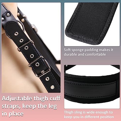 Bdsm Sex Bondage Thigh Sling, Leather Bed Restraints Kit With Adjustable Wrist Cuffs Legs Restraints Straps, Bondage Rope Kit Handcuffs Sm Slave Fetish Unisex Adult Sex Toys For Couples #TOP4