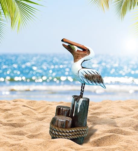 Estatua Decorativa de Pelícano de Madera Nautical Global miniatura 5