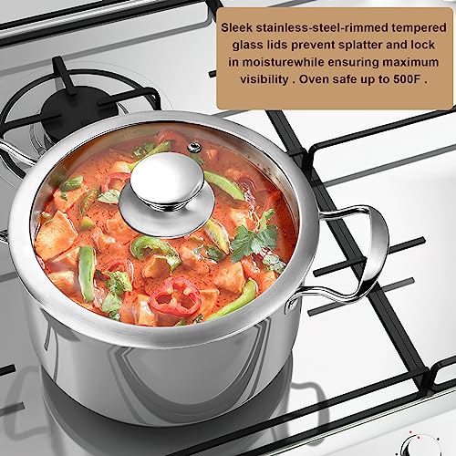 image for ASKSCICI Stainless Steel Pot Set, 7-Piece Kitchen Cookware Sets with G