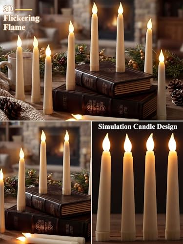 Image of Funtery 48 Pcs Flameless LED Taper Candles Battery Operated Candles Bulk Realistic LED Candlesticks Flickering for Wedding Church Party Home Decor(Ivory,6 Inch,Novelty Style)