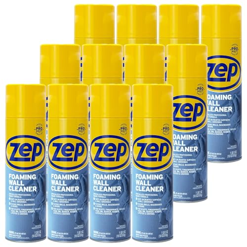 Zep Foaming Wall Cleaner - 18 oz (Case of 12) - ZUFWC18 - Removes Stains Without Damaging Finishes, Scrub-Free Wall Cleaner Spray, For Ceilings, Walls, Baseboards And More