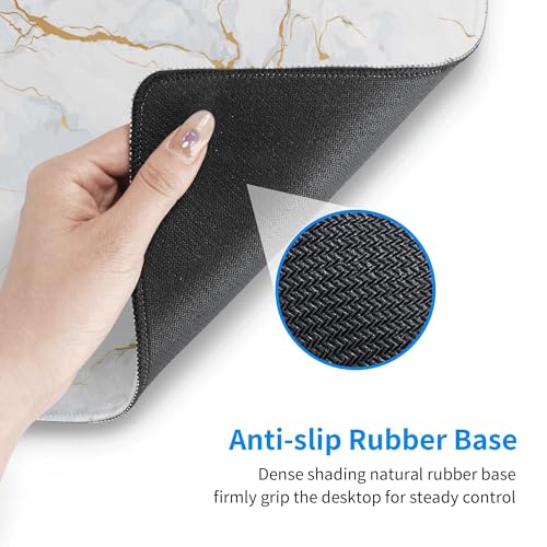 Image of White Marble Texture Extended Gaming Mouse Pad, with Stitched Edges Large Mouse Pad Desk Protector, Rubber Base Mousepad Keyboard Mouses Mat for Work Game Office Home- 32 inch X 12 inch Inch,E23