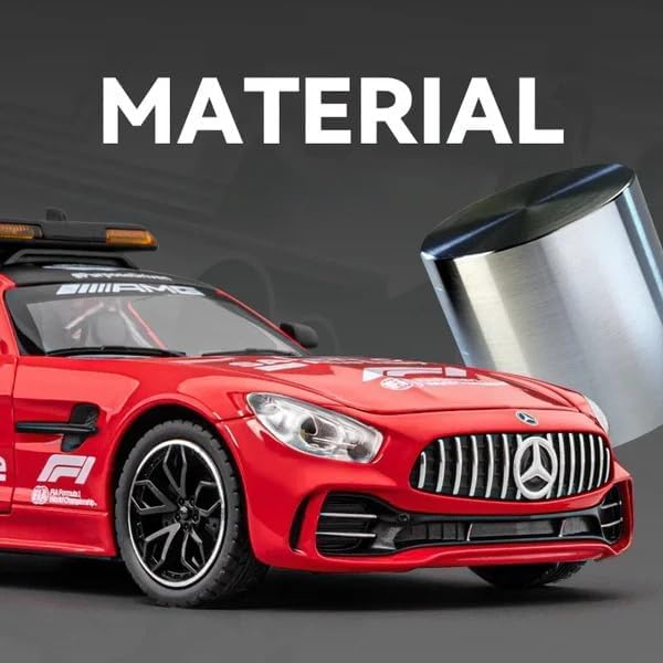 Image of Exclusive Alloy Metal Pull Back Die-Cast Car Diecast Metal Pullback Toy Car with Openable 6 Doors,Light Music Boys Gifts Toys (1:24 Marcedes Safety Car F1-Red Color)