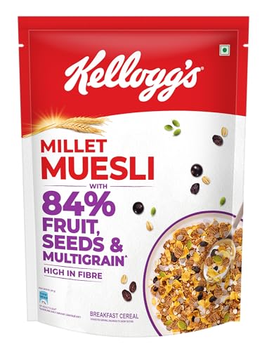 Image of Kellogg's Millet Muesli with 84% Fruit, Seed & Multigrain| Power Breakfast | No Maida No Palm Oil | India's No 1 Muesli | 500g